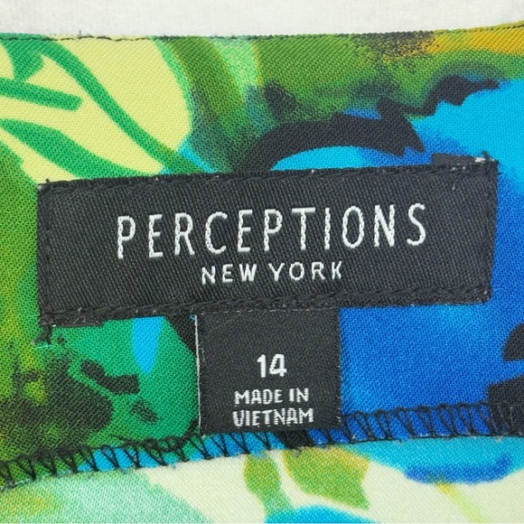 Perceptions Blue Floral Multi Sleeveless A-Line Dress w/ Pockets 14 - Picture 4 of 16